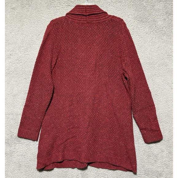 Merona Toggle Wool Blend Cable Knit Confetti Speckle Shawl Cardigan Sweater Sz L - Picture 10 of 10